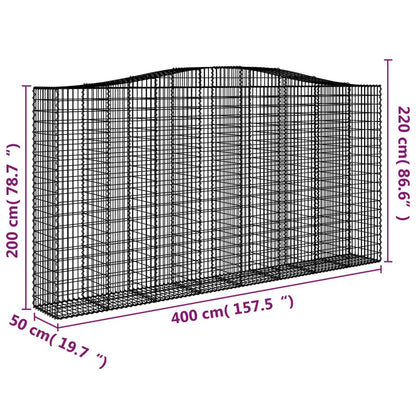 vidaXL Gabionen mit Hochbogen 5 Stk. 400x50x200/220cm Verzinktes Eisen