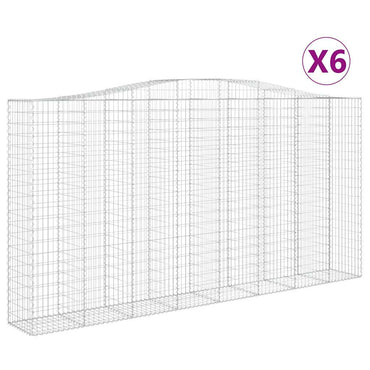 vidaXL Gabionen mit Hochbogen 6 Stk. 400x50x200/220cm Verzinktes Eisen