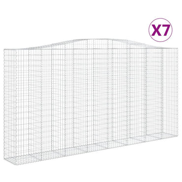 vidaXL Gabionen mit Hochbogen 7 Stk. 400x50x200/220cm Verzinktes Eisen