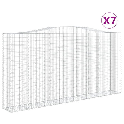 vidaXL Gabionen mit Hochbogen 7 Stk. 400x50x200/220cm Verzinktes Eisen