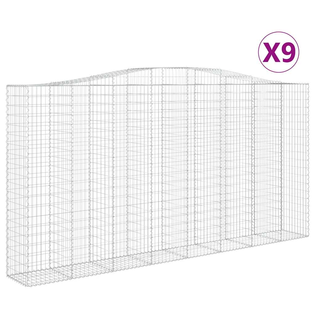 vidaXL Gabions à arche surélevée 9 pcs 400x50x200/220cm Fer galvanisé