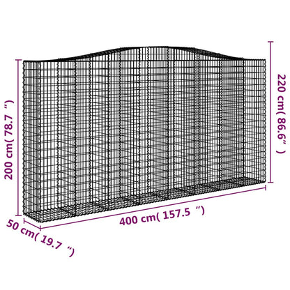 vidaXL Gabions à arche surélevée 9 pcs 400x50x200/220cm Fer galvanisé