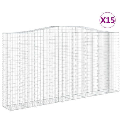 vidaXL Gabionen mit Hochbogen 15Stk. 400x50x200/220cm Verzinktes Eisen