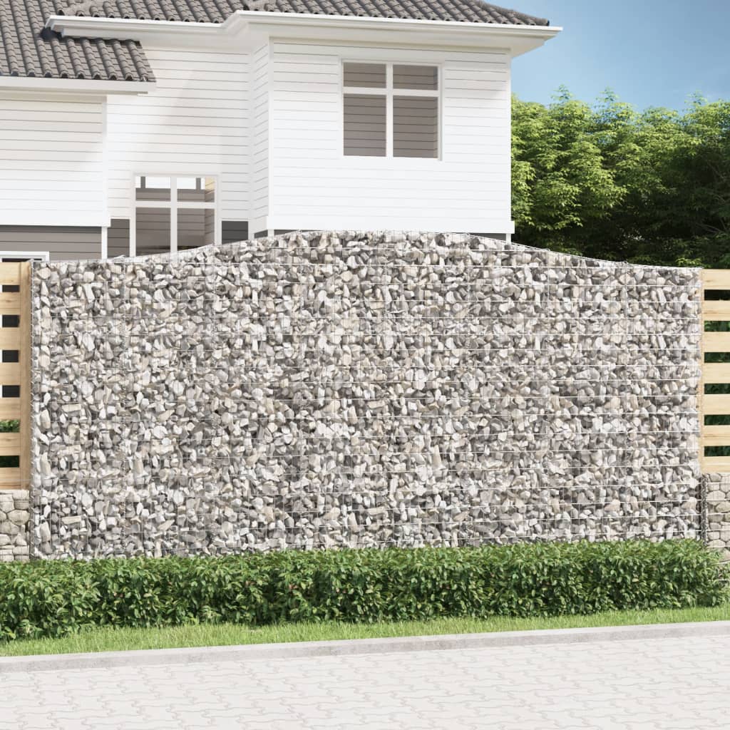 vidaXL Gabionen mit Hochbogen 15Stk. 400x50x200/220cm Verzinktes Eisen