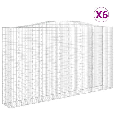 vidaXL Gabionen mit Hochbogen 6 Stk. 400x50x220/240cm Verzinktes Eisen