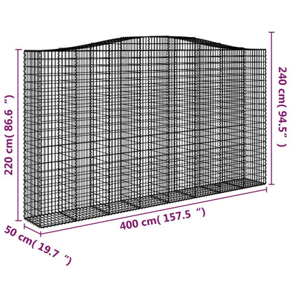 vidaXL Gabionen mit Hochbogen 7 Stk. 400x50x220/240cm Verzinktes Eisen