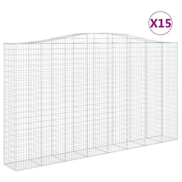 vidaXL Gabionen mit Hochbogen 15Stk. 400x50x220/240cm Verzinktes Eisen