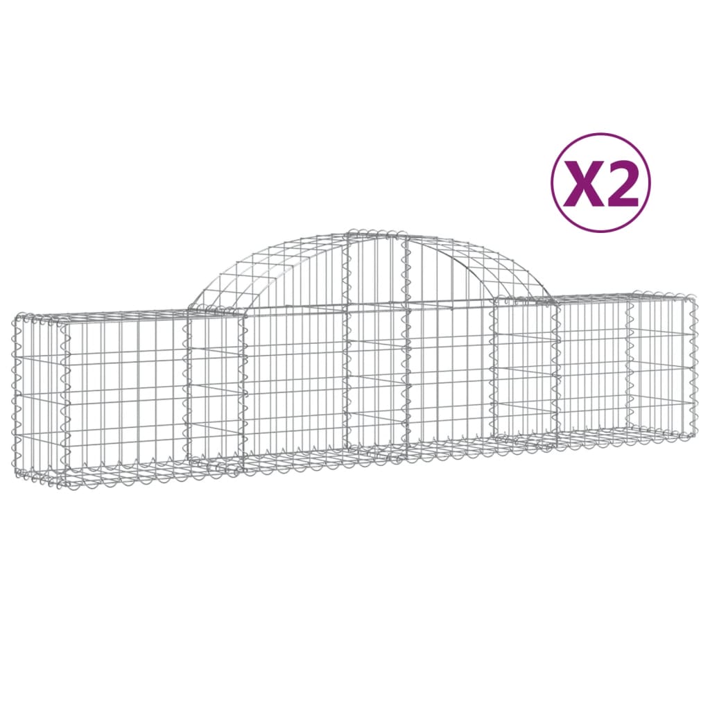 vidaXL Gabionen mit Hochbogen 2 Stk. 200x30x40/60 cm Verzinktes Eisen