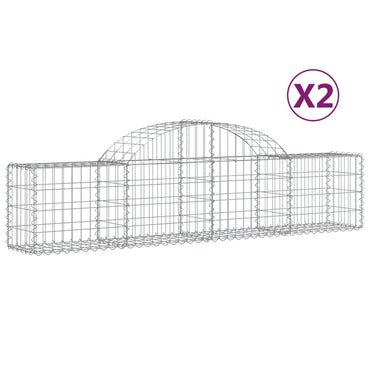 vidaXL Gabionen mit Hochbogen 2 Stk. 200x30x40/60 cm Verzinktes Eisen
