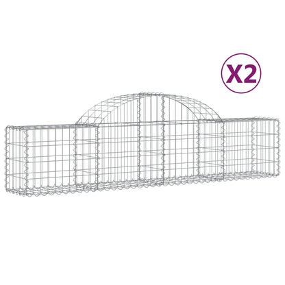 vidaXL Gabionen mit Hochbogen 2 Stk. 200x30x40/60 cm Verzinktes Eisen