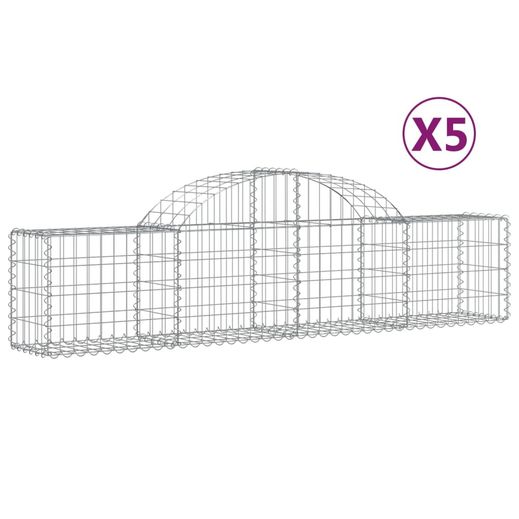 vidaXL Gabions avec arche haute 5 pcs 200x30x40/60 cm Fer galvanisé