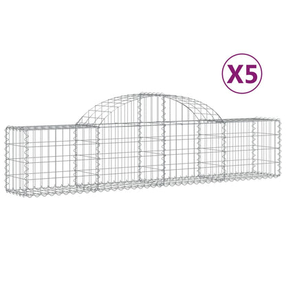 vidaXL Gabions avec arche haute 5 pcs 200x30x40/60 cm Fer galvanisé