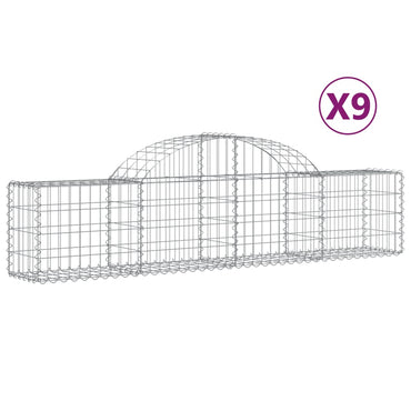 vidaXL Gabionen mit Hochbogen 9 Stk. 200x30x40/60 cm Verzinktes Eisen