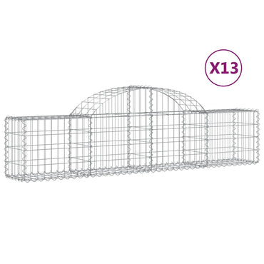 vidaXL Gabionen mit Hochbogen 13 Stk. 200x30x40/60 cm Verzinktes Eisen