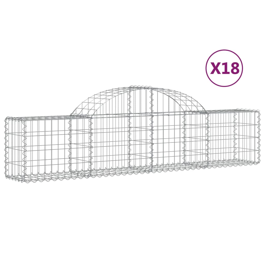 vidaXL Gabionen mit Hochbogen 18 Stk. 200x30x40/60 cm Verzinktes Eisen