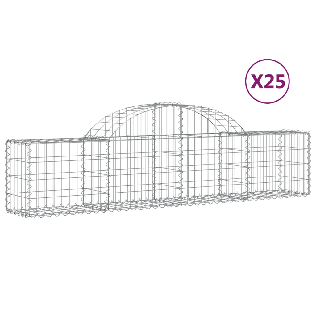 vidaXL Gabions avec arche 25 pcs 200x30x40/60 cm Fer galvanisé