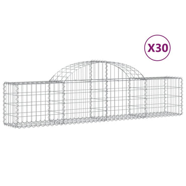 vidaXL Gabionen mit Hochbogen 30 Stk. 200x30x40/60 cm Verzinktes Eisen