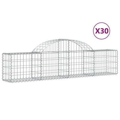 vidaXL Gabionen mit Hochbogen 30 Stk. 200x30x40/60 cm Verzinktes Eisen