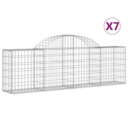 vidaXL Gabionen mit Hochbogen 7 Stk. 200x30x60/80 cm Verzinktes Eisen