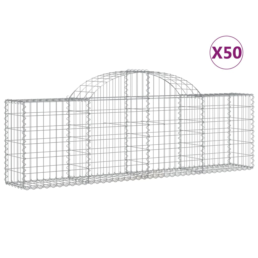 vidaXL Gabions avec arche 50 pcs 200x30x60/80 cm Fer galvanisé