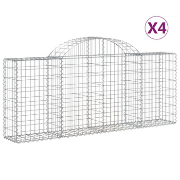 vidaXL Gabionen mit Hochbogen 4 Stk. 200x30x80/100 cm Verzinktes Eisen