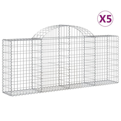 vidaXL Gabionen mit Hochbogen 5 Stk. 200x30x80/100 cm Verzinktes Eisen