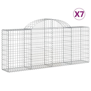 vidaXL Gabionen mit Hochbogen 7 Stk. 200x30x80/100 cm Verzinktes Eisen