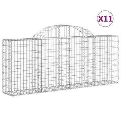 vidaXL Gabions avec arche 11 pcs 200x30x80/100 cm Fer galvanisé