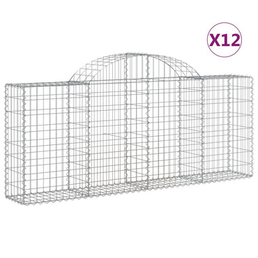 vidaXL Gabionen mit Hochbogen 12 Stk. 200x30x80/100cm Verzinktes Eisen