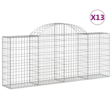 vidaXL Gabionen mit Hochbogen 13 Stk. 200x30x80/100cm Verzinktes Eisen