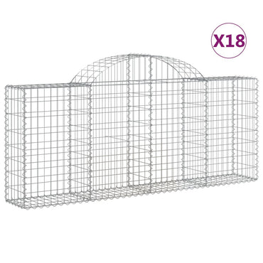 vidaXL Gabionen mit Hochbogen 18 Stk. 200x30x80/100cm Verzinktes Eisen