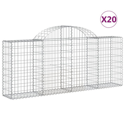 vidaXL Gabionen mit Hochbogen 20 Stk. 200x30x80/100cm Verzinktes Eisen
