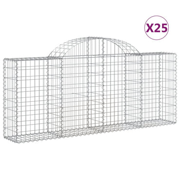 vidaXL Gabionen mit Hochbogen 25 Stk. 200x30x80/100cm Verzinktes Eisen