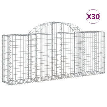 vidaXL Gabionen mit Hochbogen 30 Stk. 200x30x80/100cm Verzinktes Eisen