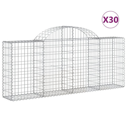 vidaXL Gabionen mit Hochbogen 30 Stk. 200x30x80/100cm Verzinktes Eisen