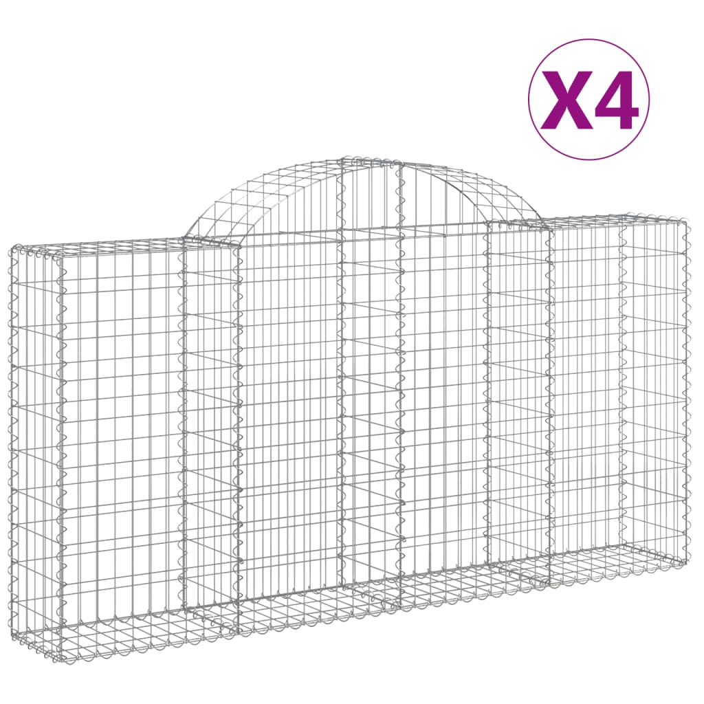vidaXL Gabions avec arche surélevée 4 pcs 200x30x100/120cm Fer galvanisé