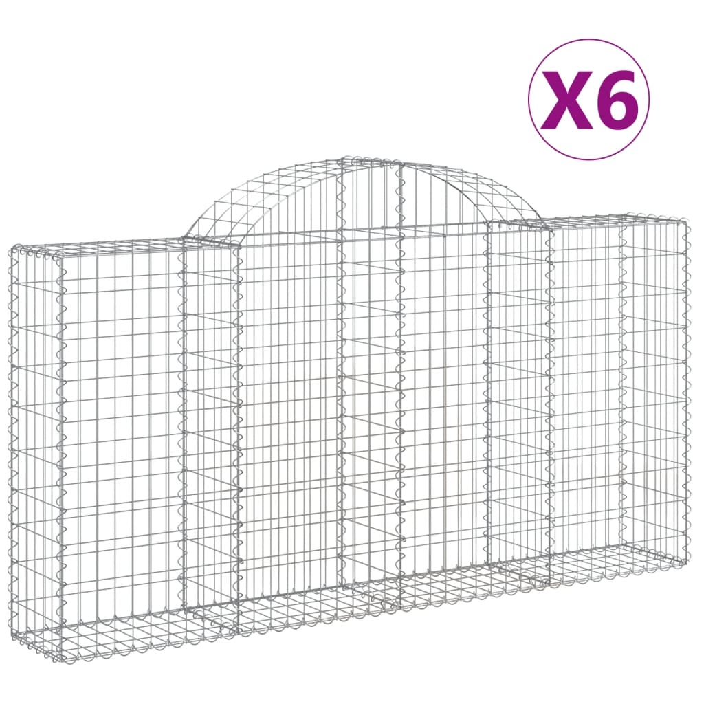 vidaXL Gabions avec arc en ogive 6 pcs. 200x30x100/120cm Fer galvanisé