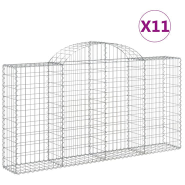 vidaXL Gabionen mit Hochbogen 11Stk. 200x30x100/120cm Verzinktes Eisen