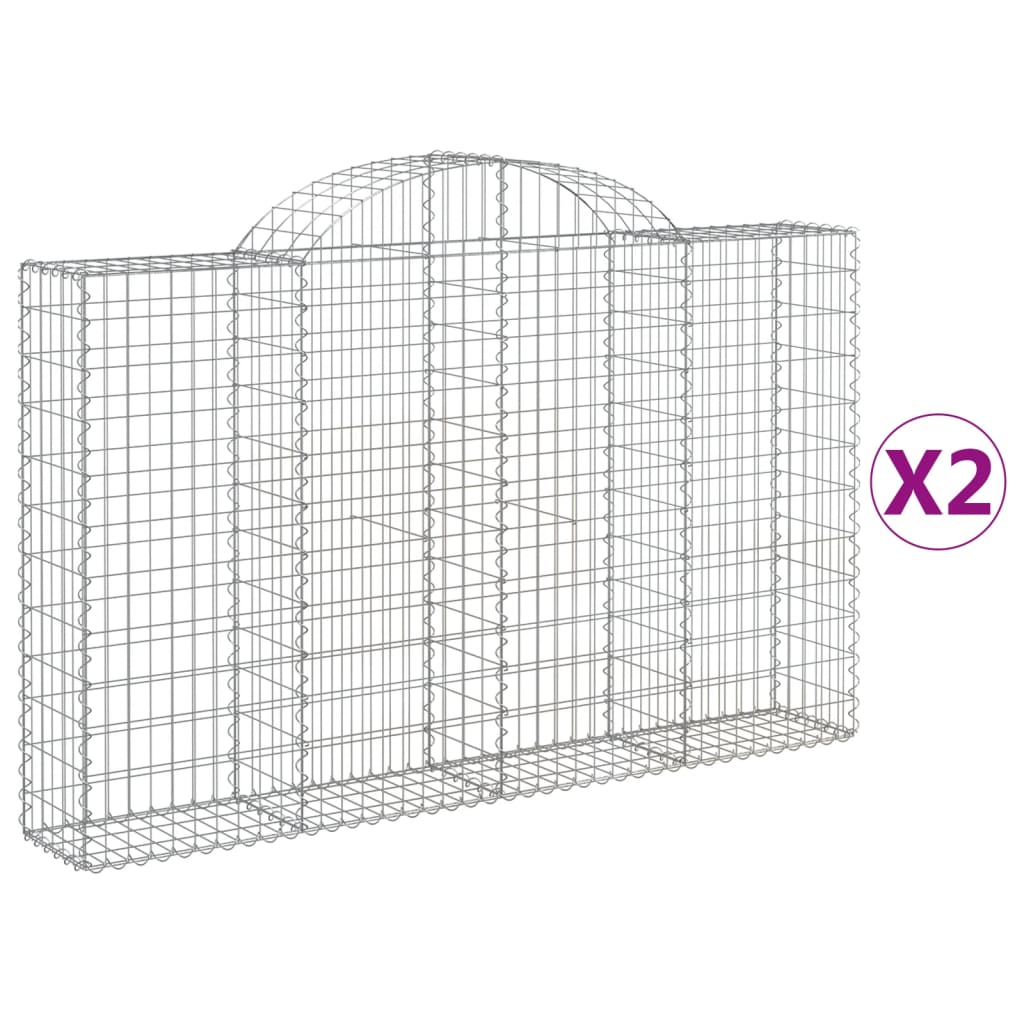 vidaXL Gabions avec arche 2 pcs 200x30x120/140cm Fer galvanisé