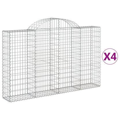 vidaXL Gabionen mit Hochbogen 4 Stk. 200x30x120/140cm Verzinktes Eisen
