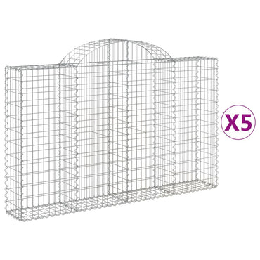 vidaXL Gabionen mit Hochbogen 5 Stk. 200x30x120/140cm Verzinktes Eisen