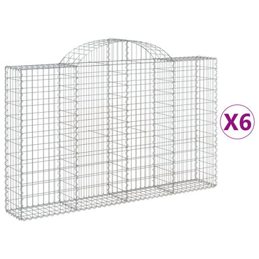 vidaXL Gabionen mit Hochbogen 6 Stk. 200x30x120/140cm Verzinktes Eisen