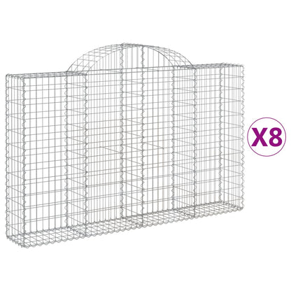 vidaXL Gabionen mit Hochbogen 8 Stk. 200x30x120/140cm Verzinktes Eisen