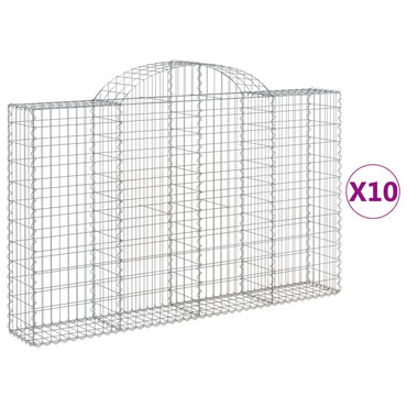 vidaXL Gabionen mit Hochbogen 10Stk. 200x30x120/140cm Verzinktes Eisen