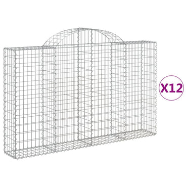 vidaXL Gabionen mit Hochbogen 12Stk. 200x30x120/140cm Verzinktes Eisen
