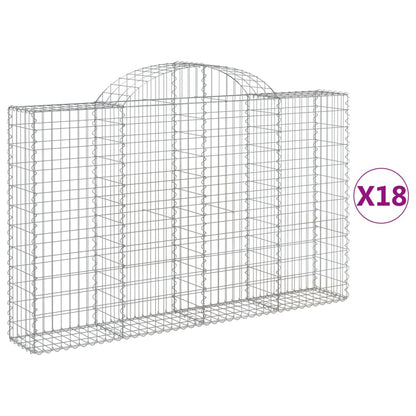 vidaXL Gabionen mit Hochbogen 18Stk. 200x30x120/140cm Verzinktes Eisen