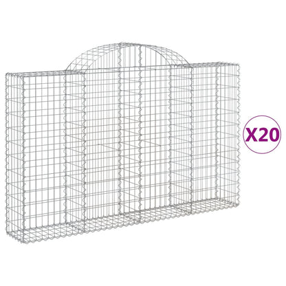 vidaXL Gabionen mit Hochbogen 20Stk. 200x30x120/140cm Verzinktes Eisen