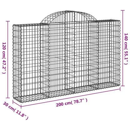 vidaXL Gabionen mit Hochbogen 20Stk. 200x30x120/140cm Verzinktes Eisen