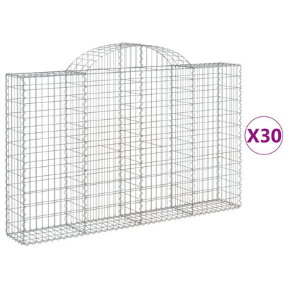 vidaXL Gabionen mit Hochbogen 30Stk. 200x30x120/140cm Verzinktes Eisen