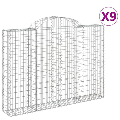 vidaXL Gabions à arc surélevé 9 pcs 200x30x140/160 cm Fer galvanisé